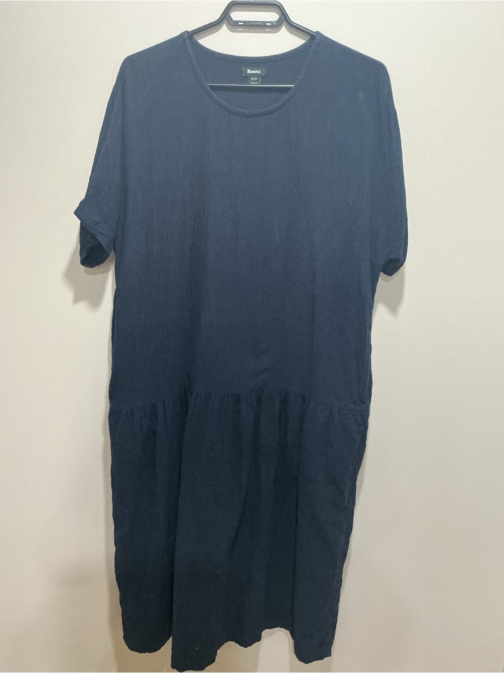 Roots, navy blue gauze dress size medium